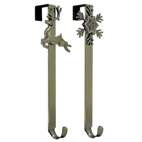 Haute Decor Antique Brass Reindeer &#x26; Snowflake Adjustable Hangers, 2ct.